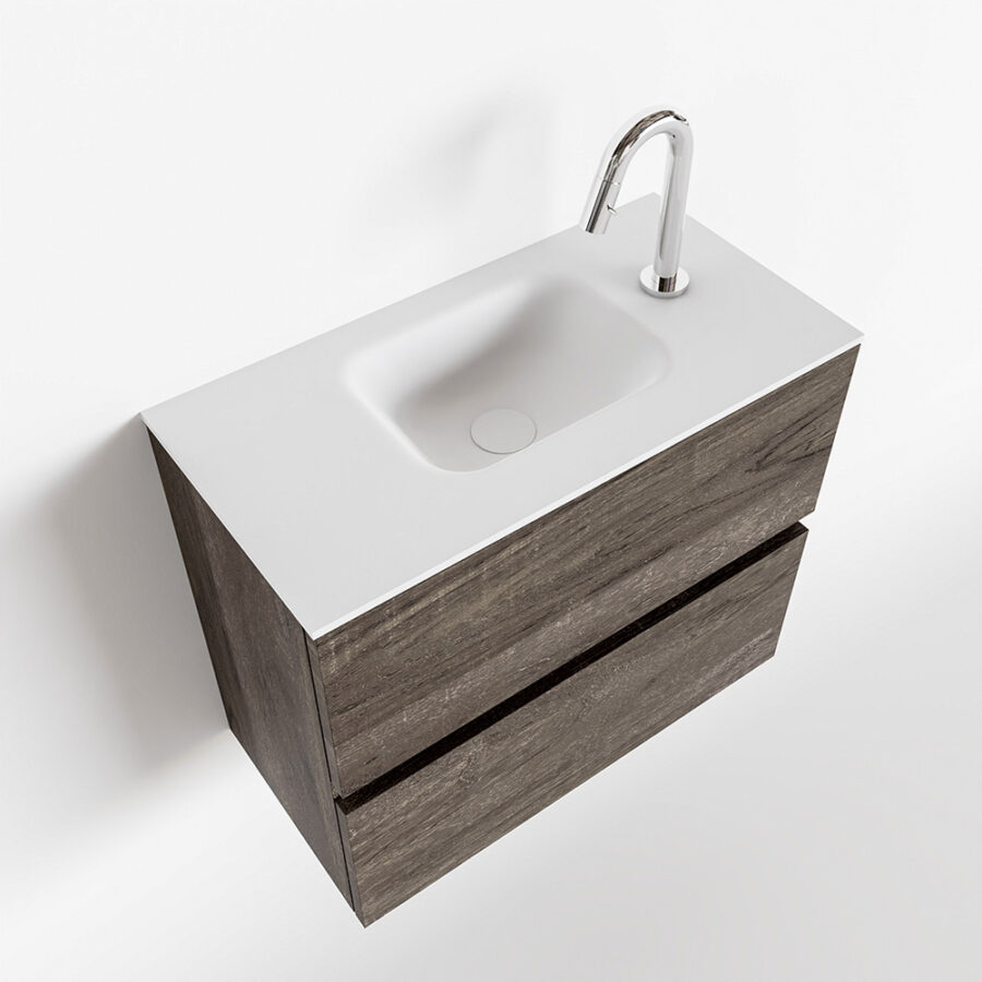 MONDIAZ ADA 60cm toiletmeubel dark brown. LEX wastafel talc positie midden. Met 1 kraangat - Afbeelding 4
