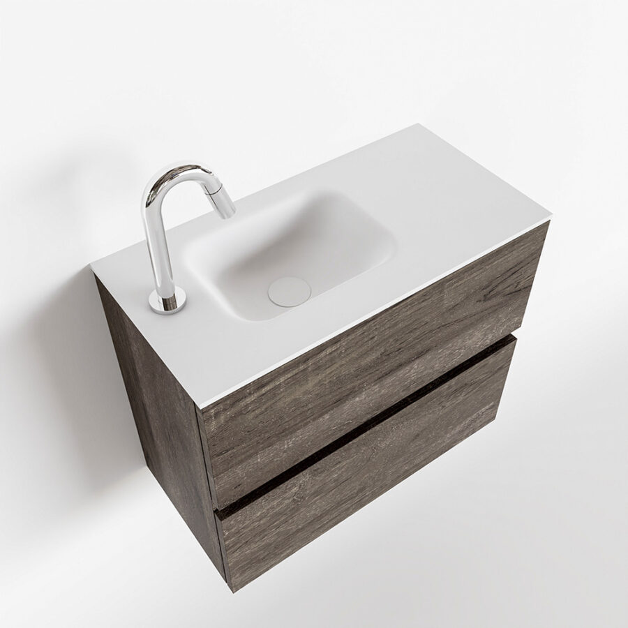 MONDIAZ ADA 60cm toiletmeubel dark brown. LEX wastafel talc positie links. Met 1 kraangat - Afbeelding 4