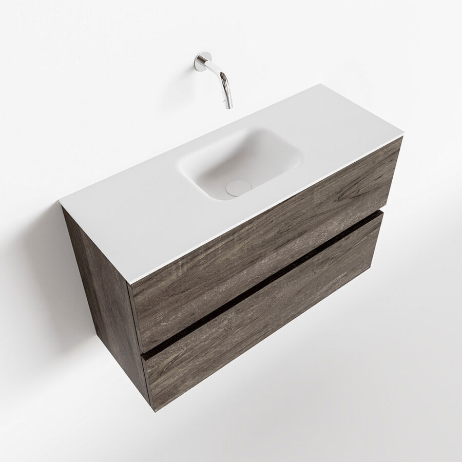 MONDIAZ ADA 80cm toiletmeubel dark brown. LEX wastafel talc positie midden. Zonder kraangat - Afbeelding 4