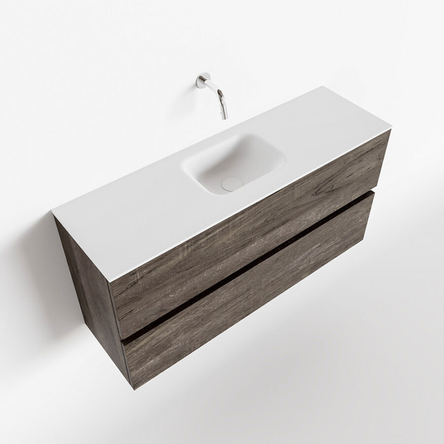 MONDIAZ ADA 100cm toiletmeubel dark brown. LEX wastafel talc positie midden. Zonder kraangat - Afbeelding 4