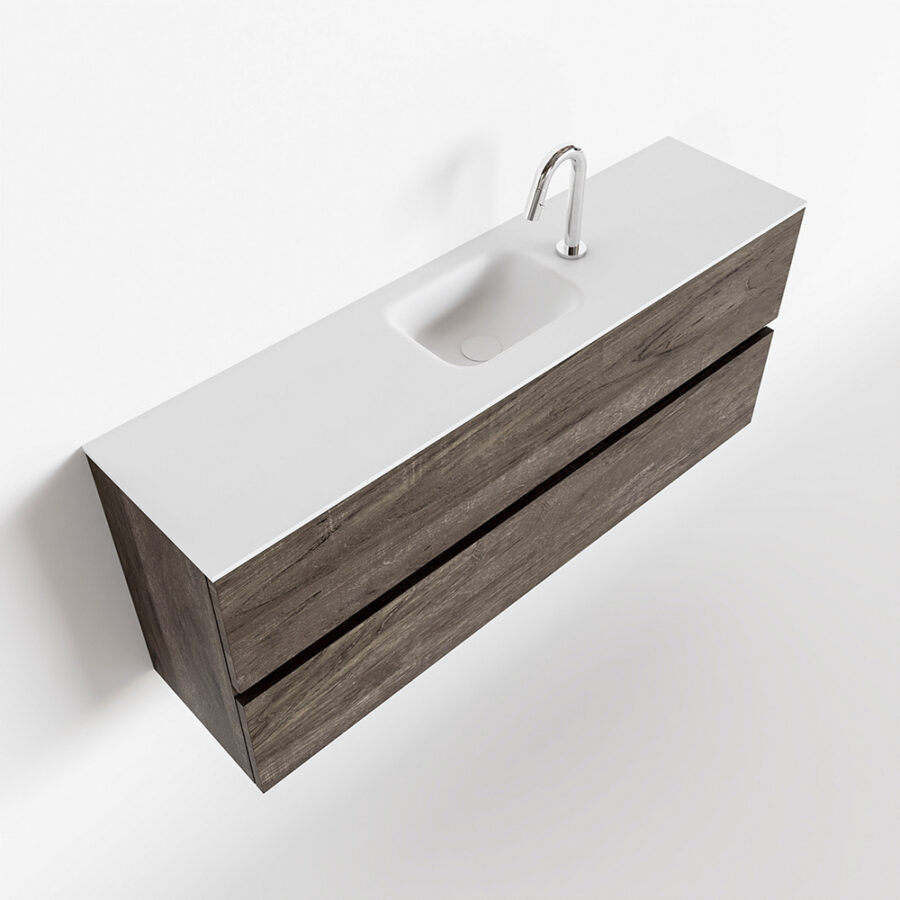 MONDIAZ ADA 120cm toiletmeubel dark brown. LEX wastafel talc positie midden. Met 1 kraangat - Afbeelding 4