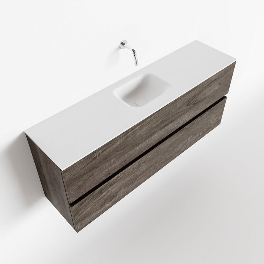 MONDIAZ ADA 120cm toiletmeubel dark brown. LEX wastafel talc positie midden. Zonder kraangat - Afbeelding 4