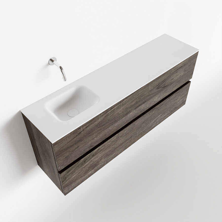 MONDIAZ ADA 120cm toiletmeubel dark brown. LEX wastafel talc positie links. Zonder kraangat - Afbeelding 4