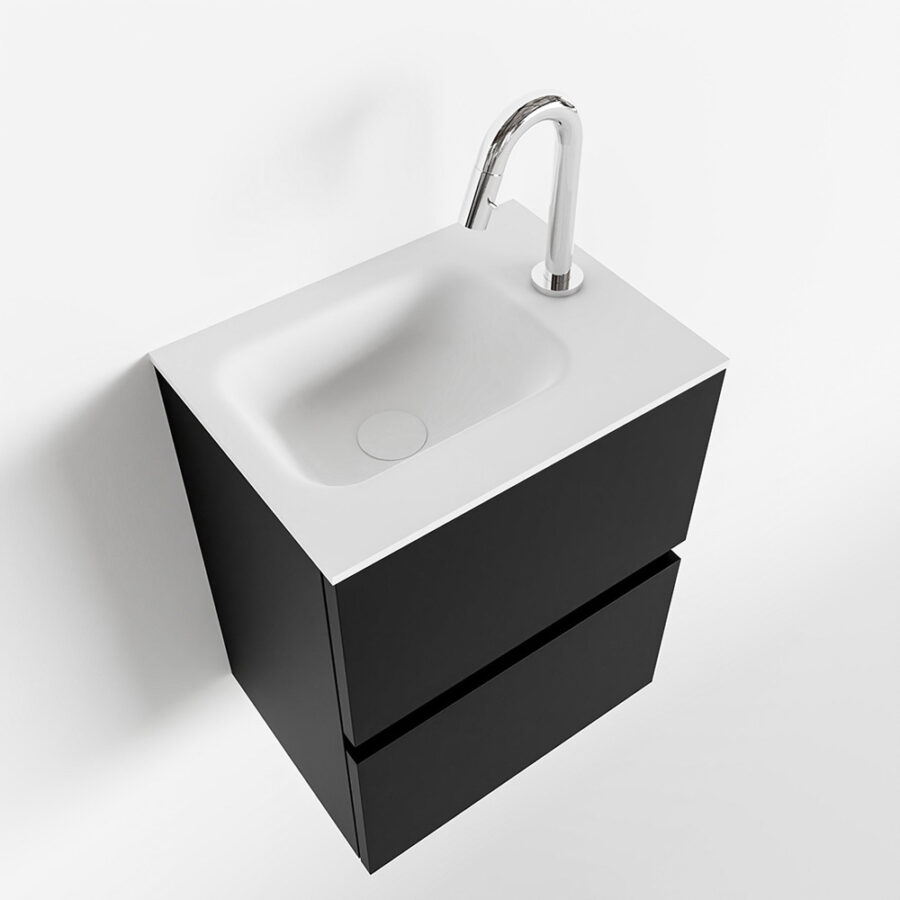 MONDIAZ ADA 40cm toiletmeubel urban. LEX wastafel talc positie rechts. Met 1 kraangat - Afbeelding 4