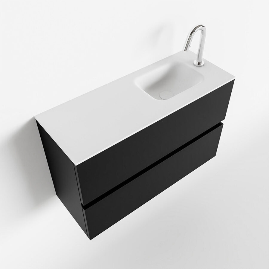 MONDIAZ ADA 80cm toiletmeubel urban. LEX wastafel talc positie rechts. Met 1 kraangat - Afbeelding 4