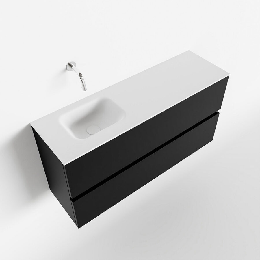 MONDIAZ ADA 100cm toiletmeubel urban. LEX wastafel talc positie links. Zonder kraangat - Afbeelding 4