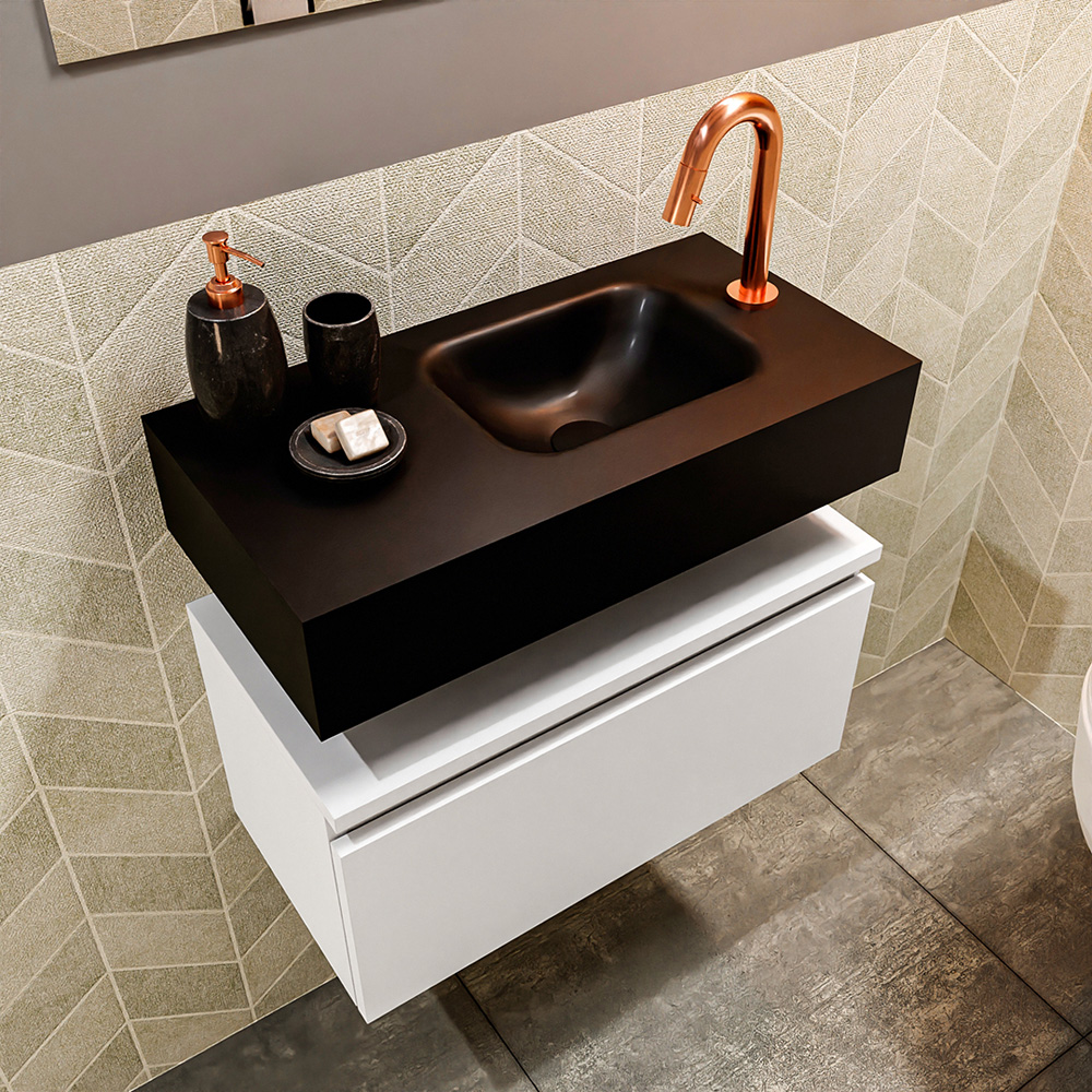 MONDIAZ ANDOR 60cm toiletmeubel talc. LEX 60cm wastafel urban positie rechts. Met 1 kraangat - Afbeelding 2