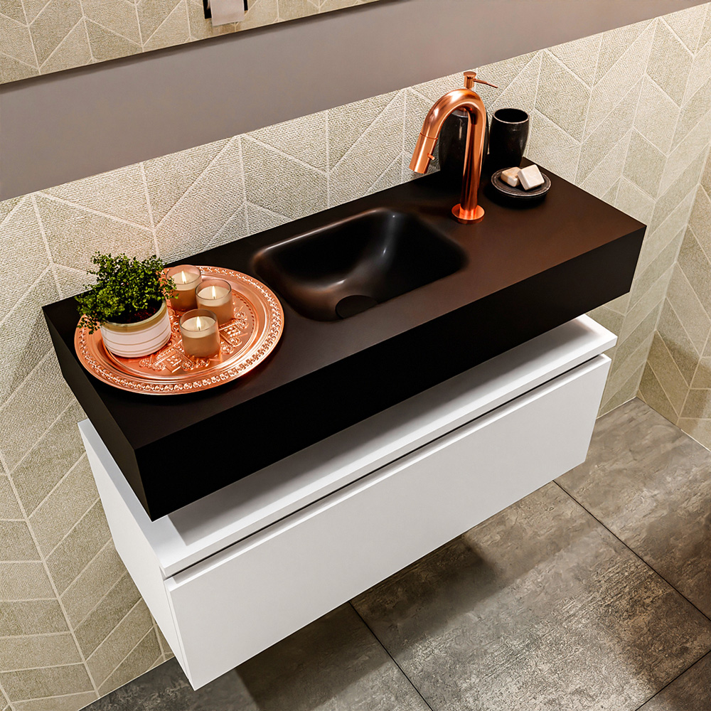 MONDIAZ ANDOR 80cm toiletmeubel talc. LEX 80cm wastafel urban positie midden. Met 1 kraangat - Afbeelding 2