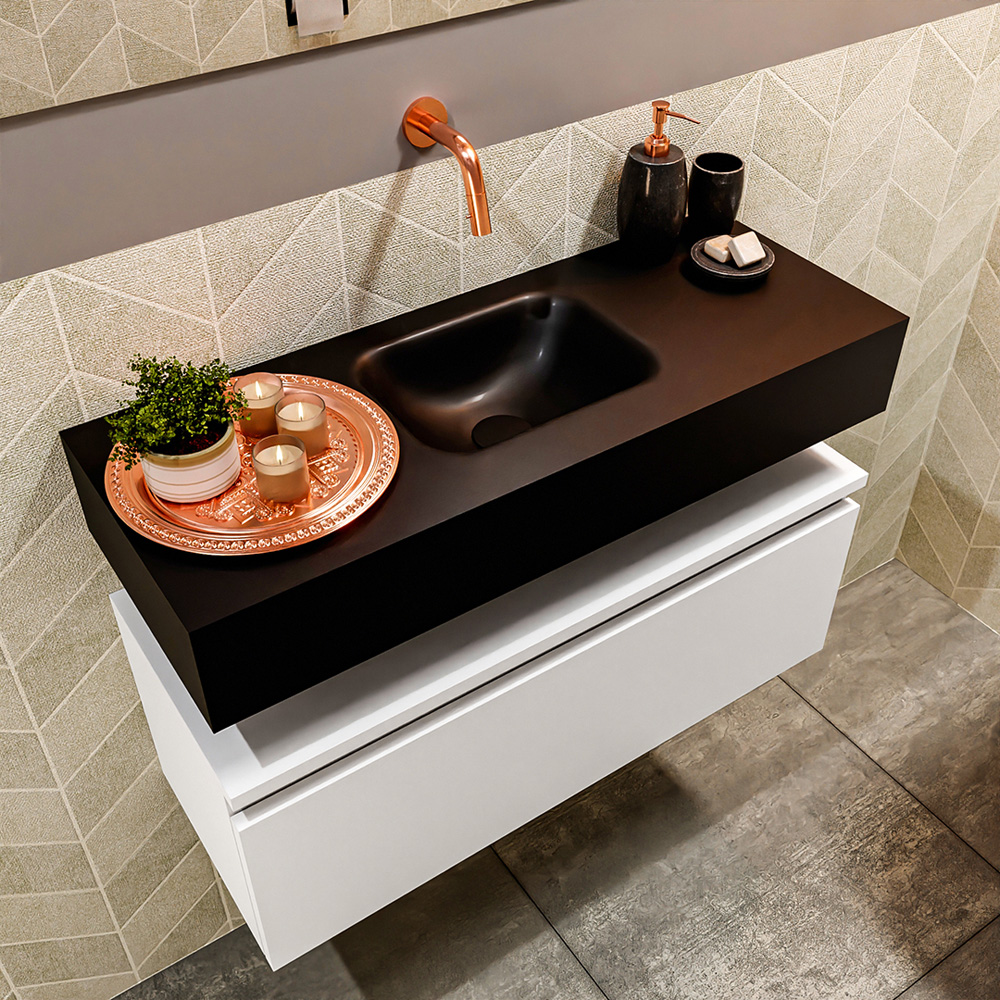 MONDIAZ ANDOR 80cm toiletmeubel talc. LEX 80cm wastafel urban positie midden. Zonder kraangat - Afbeelding 2