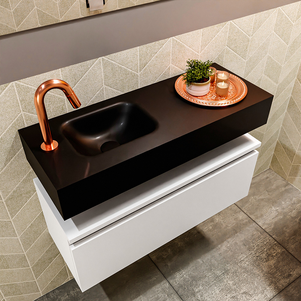 MONDIAZ ANDOR 80cm toiletmeubel talc. LEX 80cm wastafel urban positie links. Met 1 kraangat - Afbeelding 2