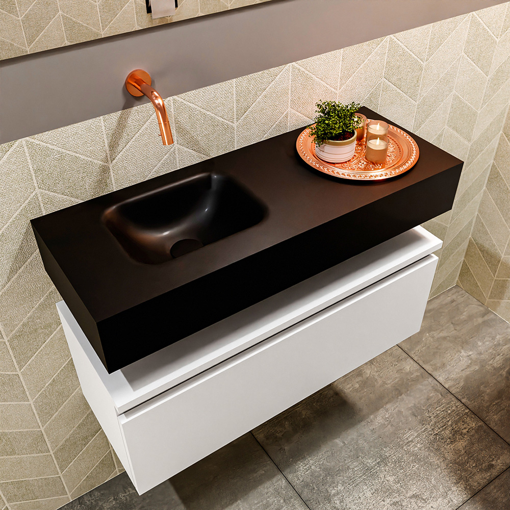 MONDIAZ ANDOR 80cm toiletmeubel talc. LEX 80cm wastafel urban positie links. Zonder kraangat - Afbeelding 2