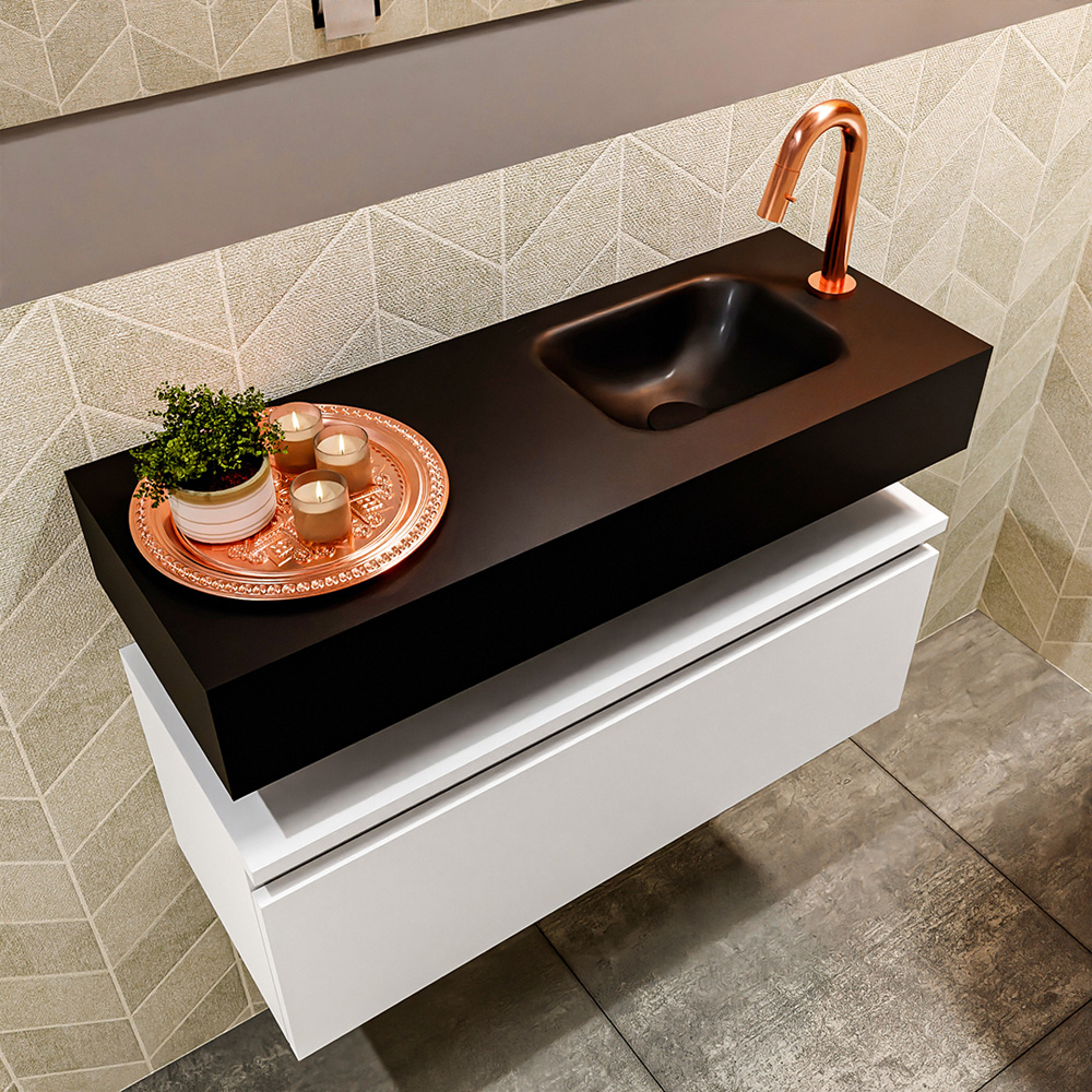 MONDIAZ ANDOR 80cm toiletmeubel talc. LEX 80cm wastafel urban positie rechts. Met 1 kraangat - Afbeelding 2