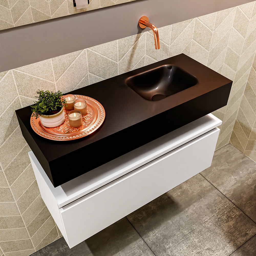 MONDIAZ ANDOR 80cm toiletmeubel talc. LEX 80cm wastafel urban positie rechts. Zonder kraangat - Afbeelding 2