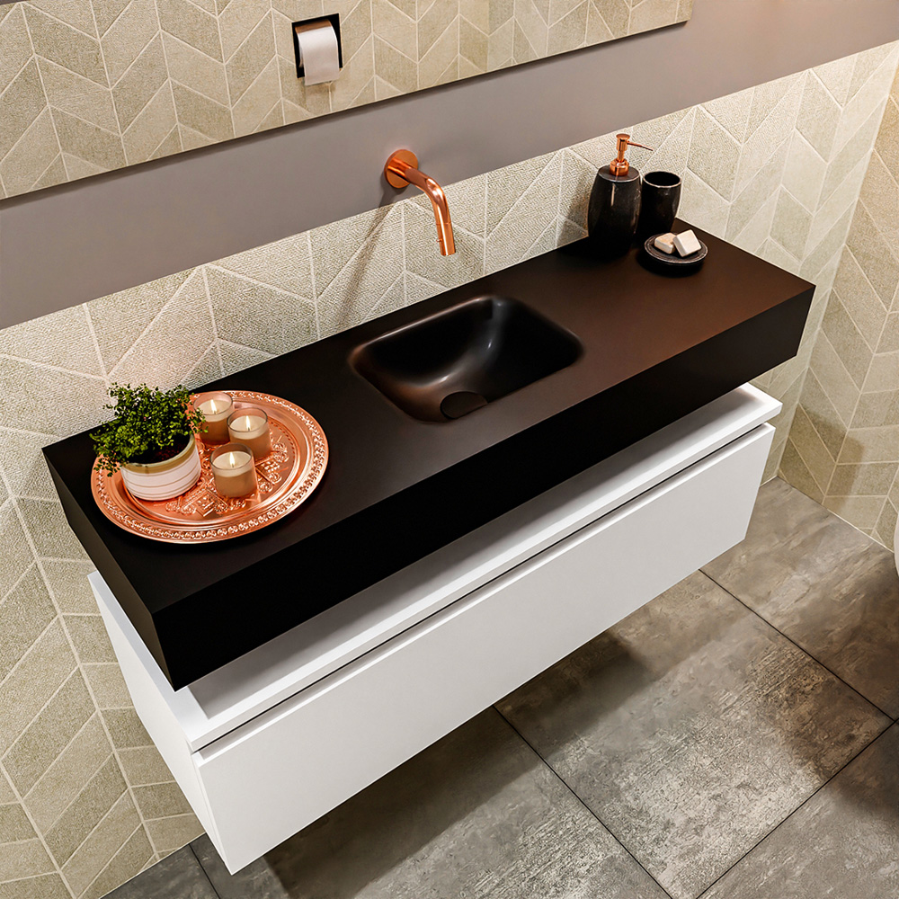 MONDIAZ ANDOR 100cm toiletmeubel talc. LEX 100cm wastafel urban positie midden. Zonder kraangat - Afbeelding 2