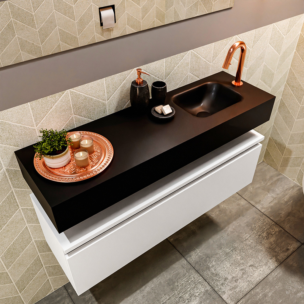 MONDIAZ ANDOR 100cm toiletmeubel talc. LEX 100cm wastafel urban positie rechts. Met 1 kraangat - Afbeelding 2