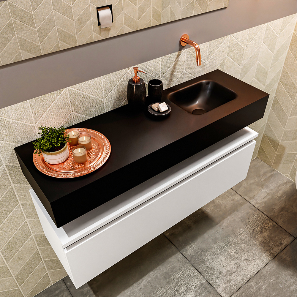 MONDIAZ ANDOR 100cm toiletmeubel talc. LEX 100cm wastafel urban positie rechts. Zonder kraangat - Afbeelding 2