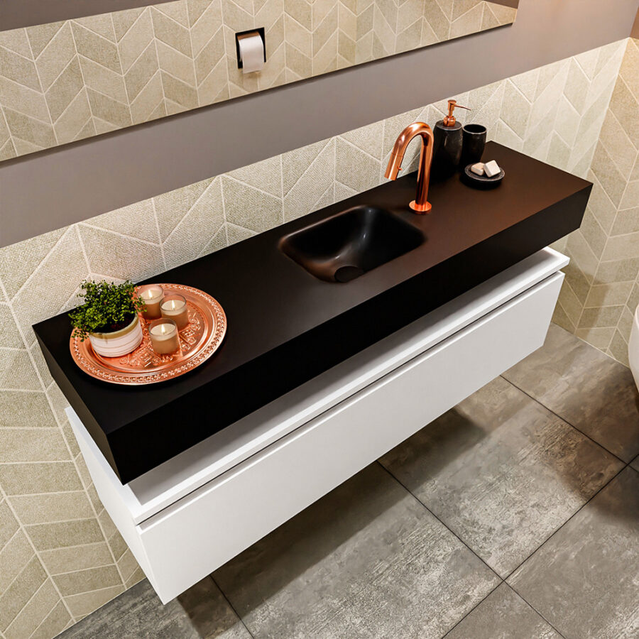 MONDIAZ ANDOR 120cm toiletmeubel talc. LEX 120cm wastafel urban positie midden. Met 1 kraangat - Afbeelding 2