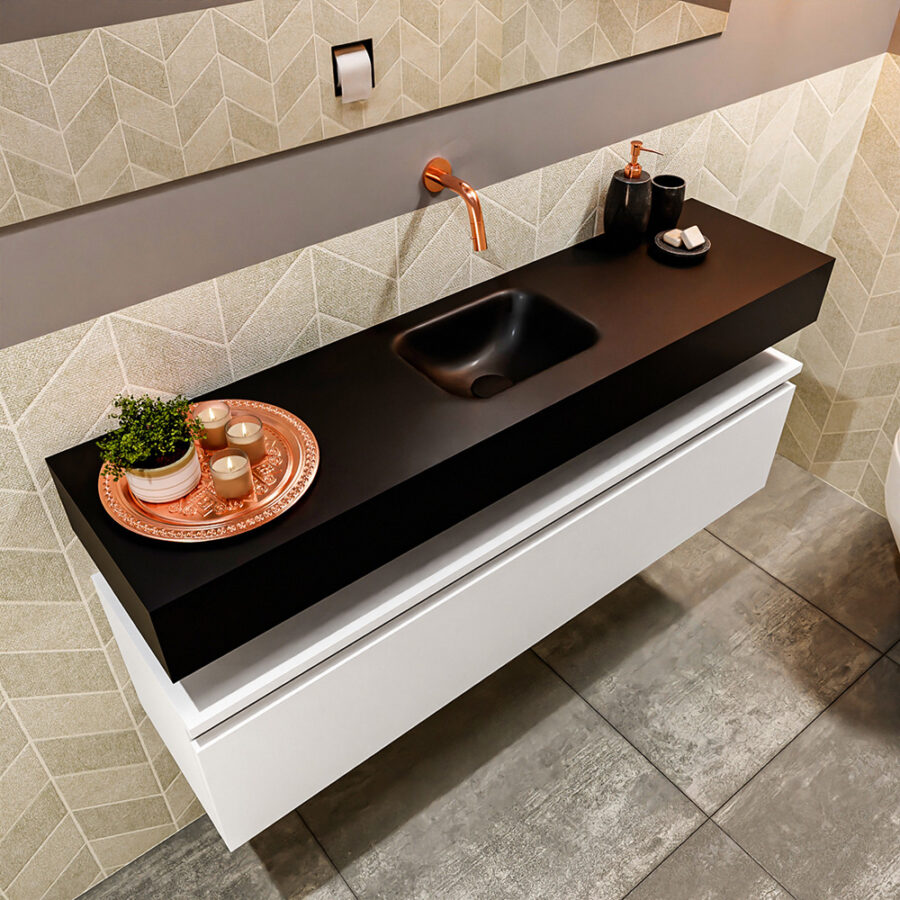 MONDIAZ ANDOR 120cm toiletmeubel talc. LEX 120cm wastafel urban positie midden. Zonder kraangat - Afbeelding 2