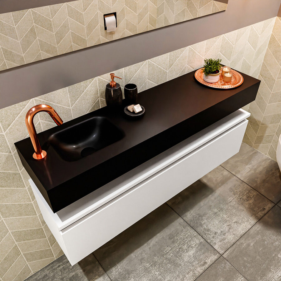 MONDIAZ ANDOR 120cm toiletmeubel talc. LEX 120cm wastafel urban positie links. Met 1 kraangat - Afbeelding 2