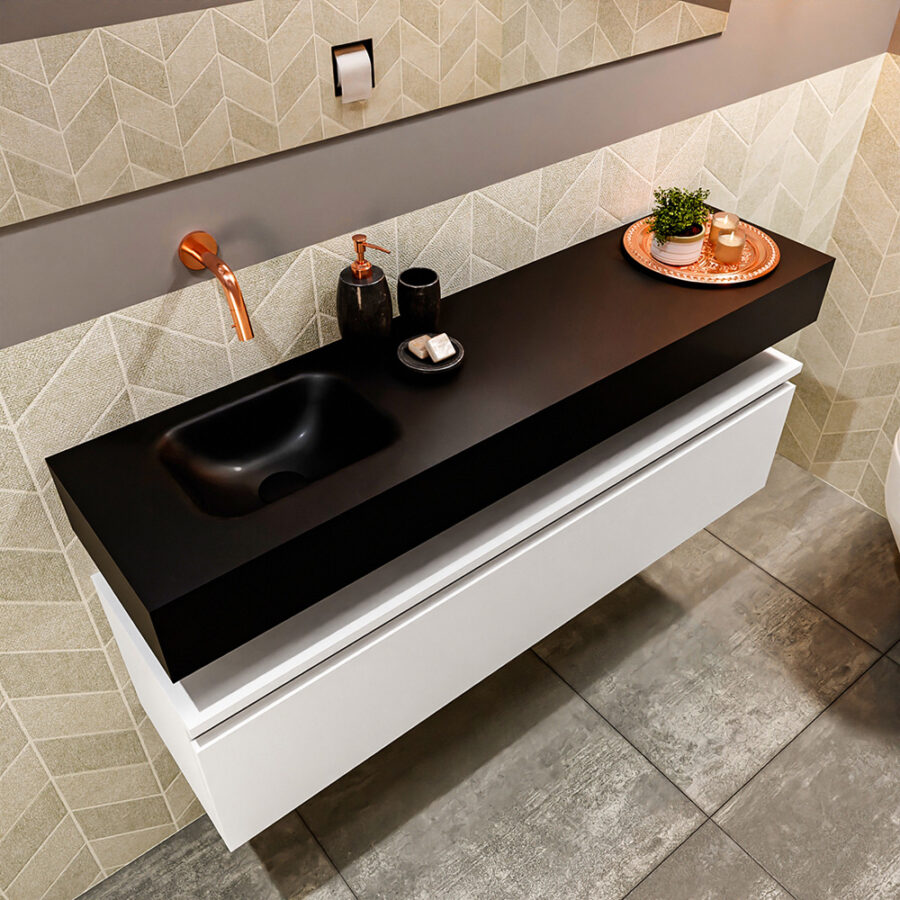 MONDIAZ ANDOR 120cm toiletmeubel talc. LEX 120cm wastafel urban positie links. Zonder kraangat - Afbeelding 2