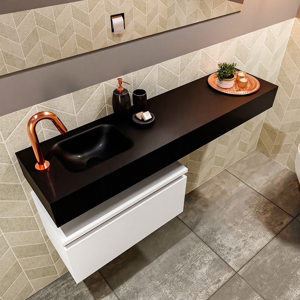 MONDIAZ ANDOR 60cm toiletmeubel talc. LEX 120cm wastafel urban positie links. Met 1 kraangat - Afbeelding 2