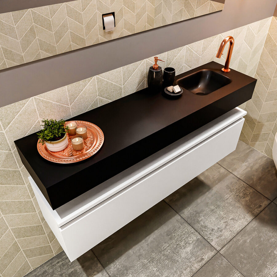 MONDIAZ ANDOR 120cm toiletmeubel talc. LEX 120cm wastafel urban positie rechts. Met 1 kraangat - Afbeelding 2