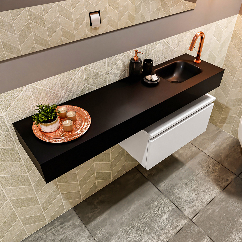 MONDIAZ ANDOR 60cm toiletmeubel talc. LEX 120cm wastafel urban positie rechts. Met 1 kraangat - Afbeelding 2