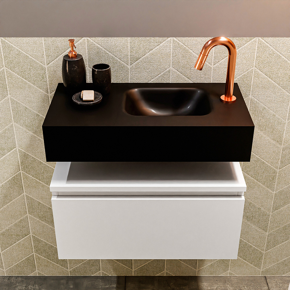 MONDIAZ ANDOR 60cm toiletmeubel talc. LEX 60cm wastafel urban positie rechts. Met 1 kraangat - Afbeelding 3