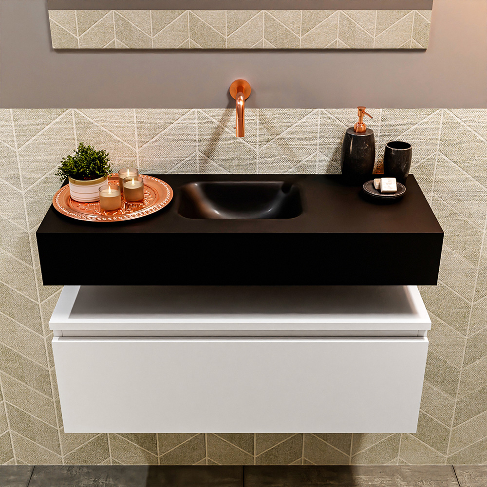 MONDIAZ ANDOR 80cm toiletmeubel talc. LEX 80cm wastafel urban positie midden. Zonder kraangat - Afbeelding 3