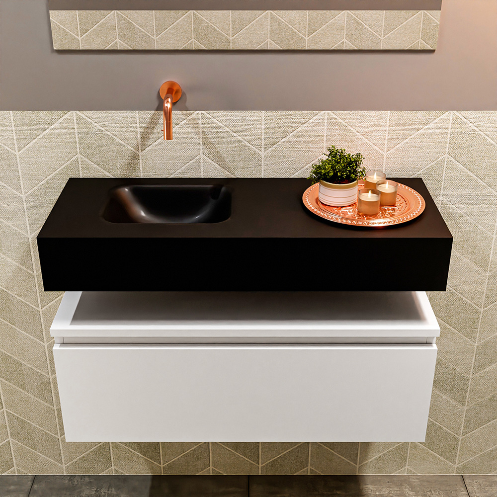 MONDIAZ ANDOR 80cm toiletmeubel talc. LEX 80cm wastafel urban positie links. Zonder kraangat - Afbeelding 3