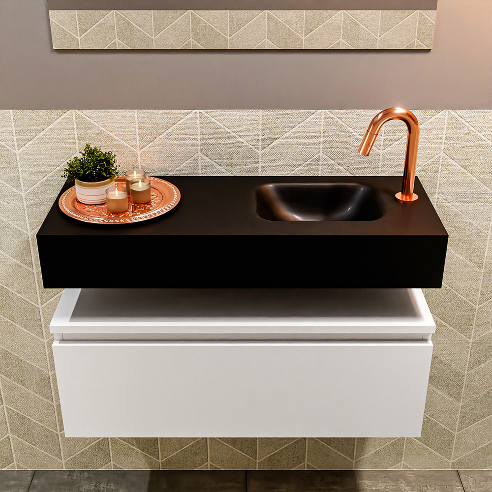 MONDIAZ ANDOR 80cm toiletmeubel talc. LEX 80cm wastafel urban positie rechts. Met 1 kraangat - Afbeelding 3