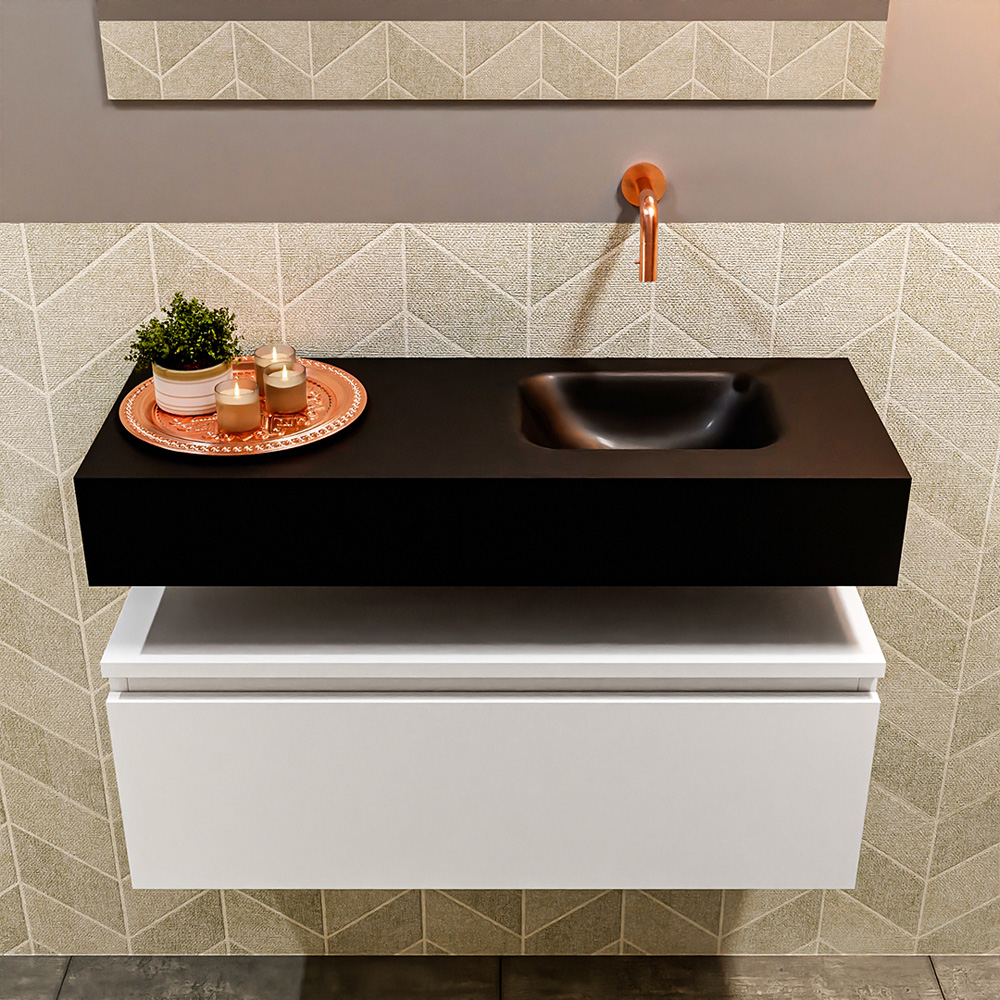 MONDIAZ ANDOR 80cm toiletmeubel talc. LEX 80cm wastafel urban positie rechts. Zonder kraangat - Afbeelding 3