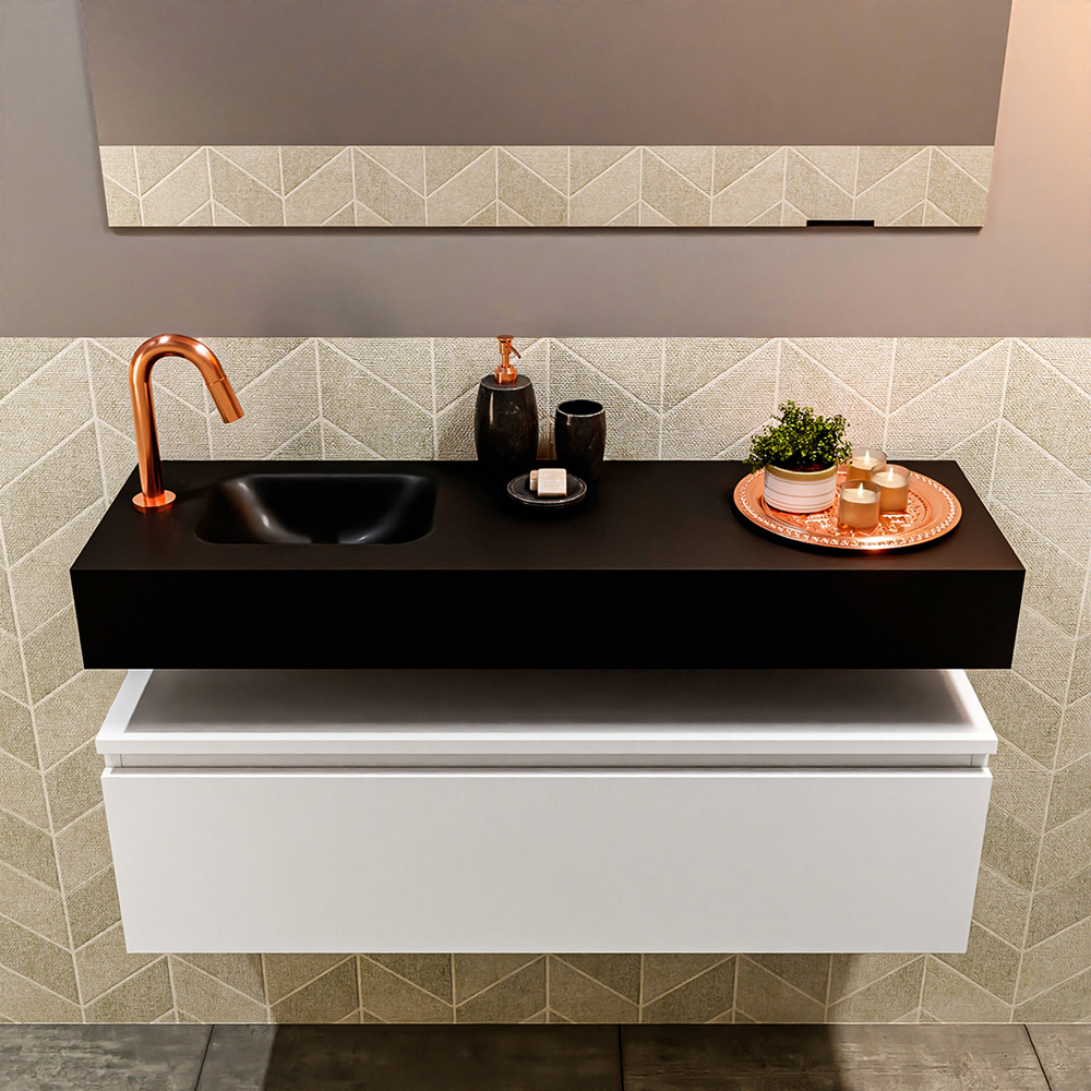 MONDIAZ ANDOR 100cm toiletmeubel talc. LEX 100cm wastafel urban positie links. Met 1 kraangat - Afbeelding 3