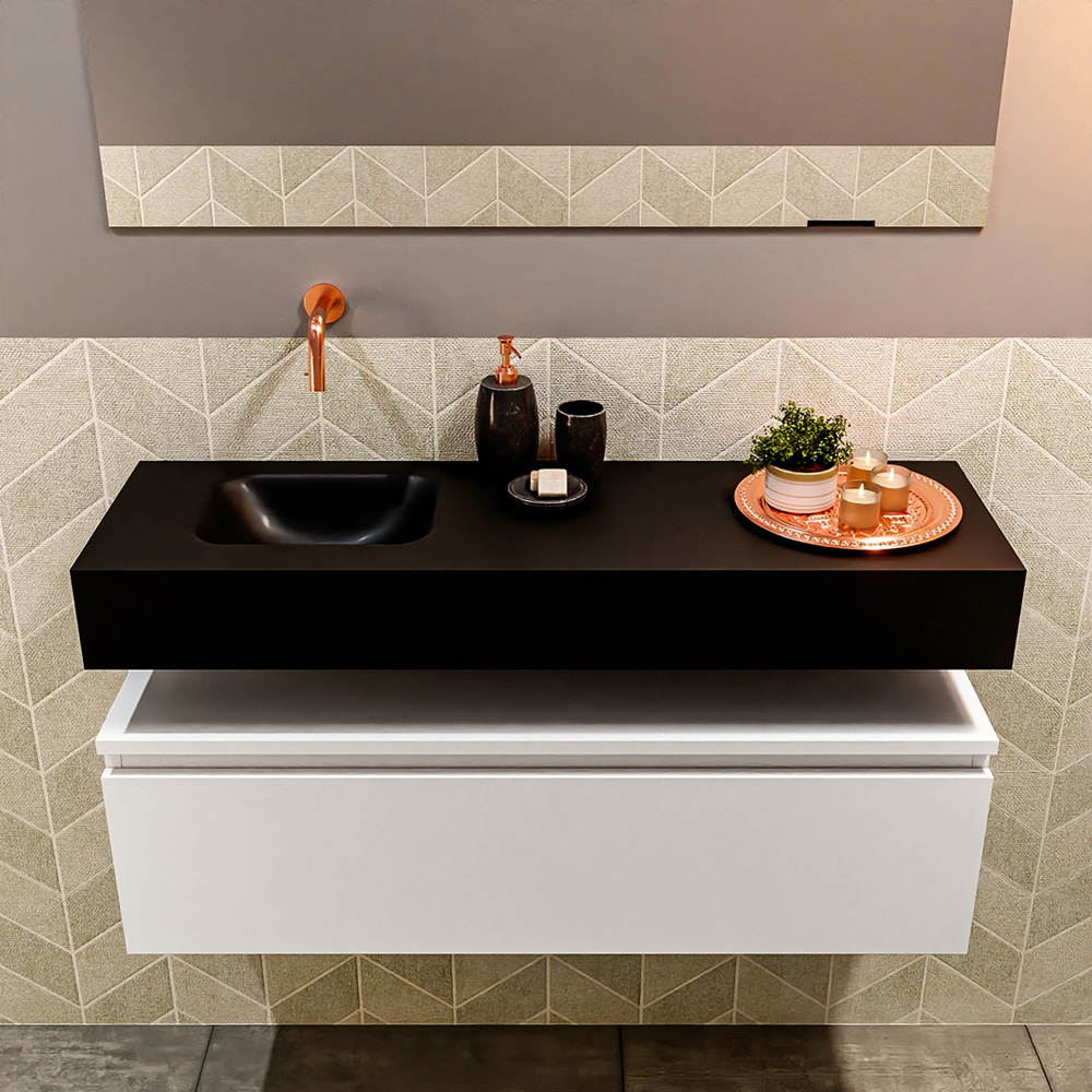 MONDIAZ ANDOR 100cm toiletmeubel talc. LEX 100cm wastafel urban positie links. Zonder kraangat - Afbeelding 3