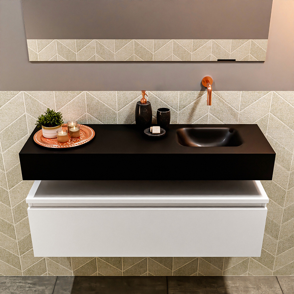 MONDIAZ ANDOR 100cm toiletmeubel talc. LEX 100cm wastafel urban positie rechts. Zonder kraangat - Afbeelding 3