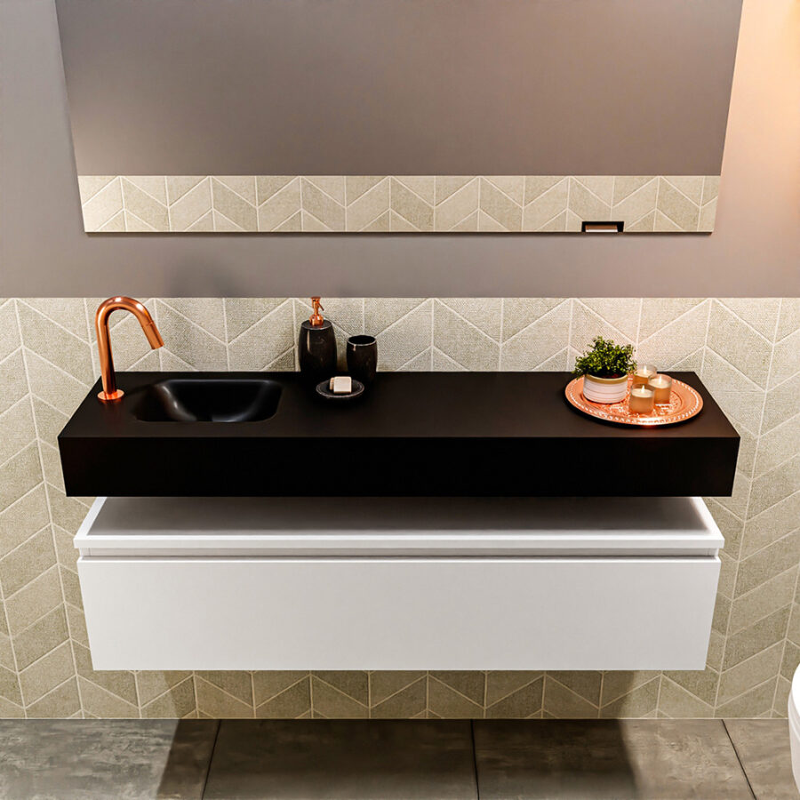 MONDIAZ ANDOR 120cm toiletmeubel talc. LEX 120cm wastafel urban positie links. Met 1 kraangat - Afbeelding 3