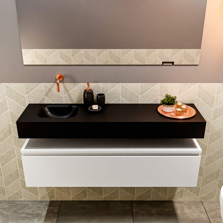 MONDIAZ ANDOR 120cm toiletmeubel talc. LEX 120cm wastafel urban positie links. Zonder kraangat - Afbeelding 3