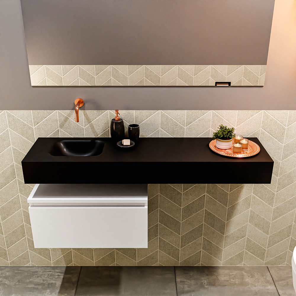 MONDIAZ ANDOR 60cm toiletmeubel talc. LEX 120cm wastafel urban positie links. Zonder kraangat - Afbeelding 3