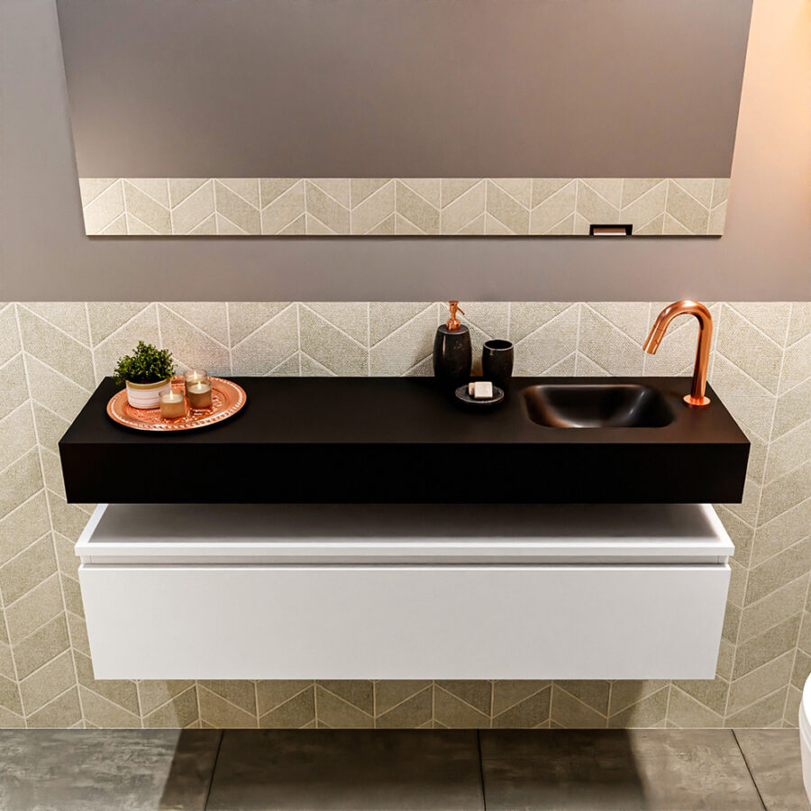 MONDIAZ ANDOR 120cm toiletmeubel talc. LEX 120cm wastafel urban positie rechts. Met 1 kraangat - Afbeelding 3