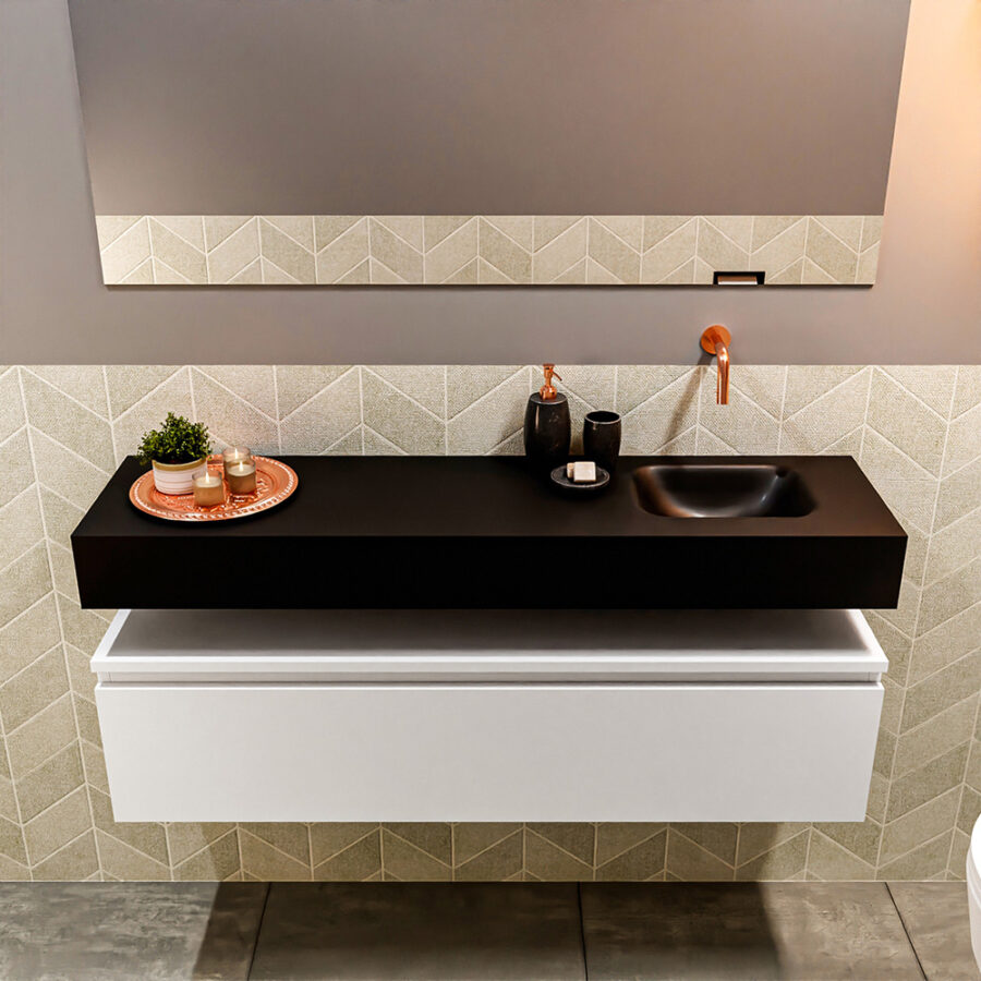 MONDIAZ ANDOR 120cm toiletmeubel talc. LEX 120cm wastafel urban positie rechts. Zonder kraangat - Afbeelding 3