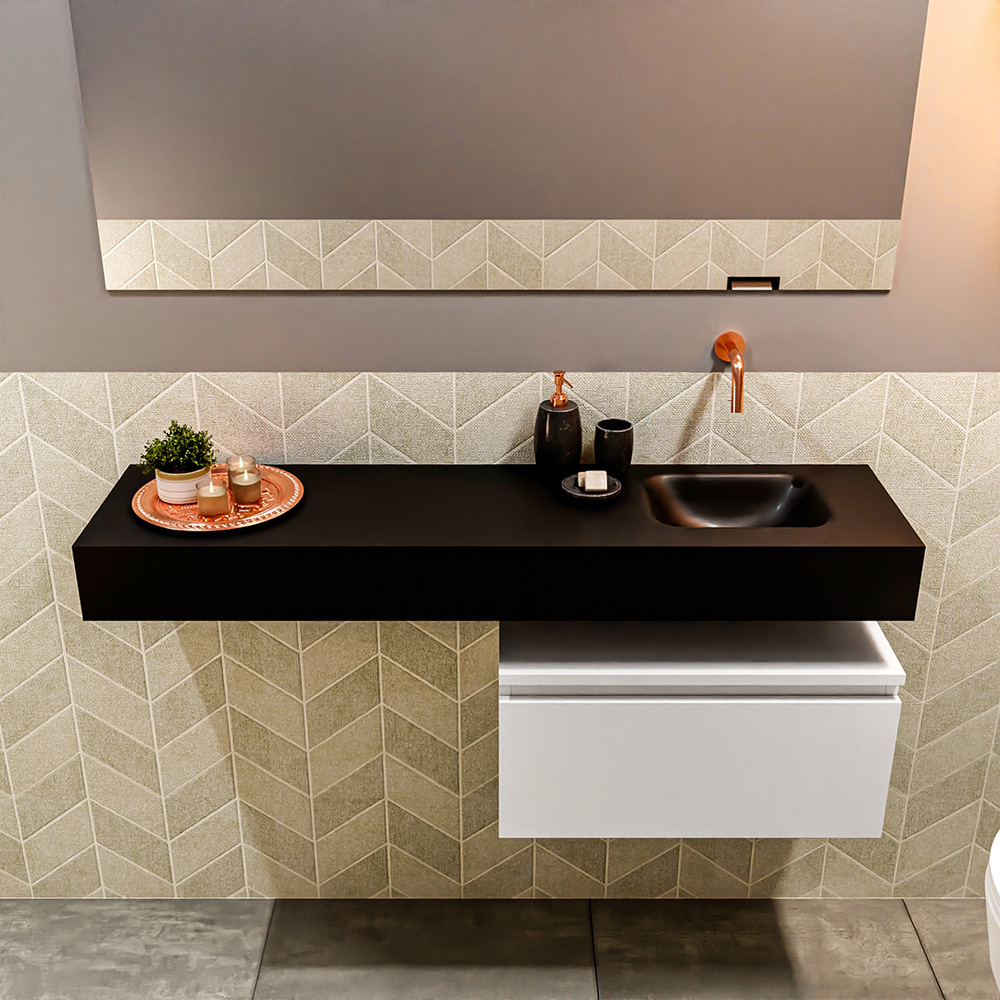 MONDIAZ ANDOR 60cm toiletmeubel talc. LEX 120cm wastafel urban positie rechts. Zonder kraangat - Afbeelding 3