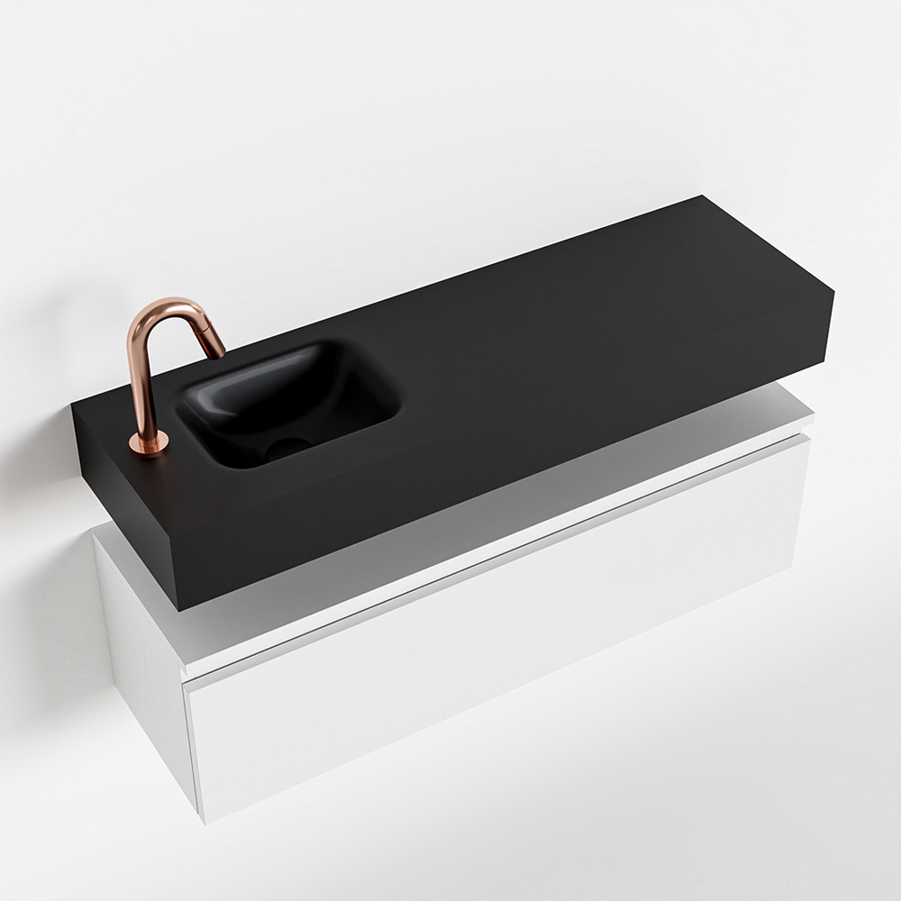 MONDIAZ ANDOR 100cm toiletmeubel talc. LEX 100cm wastafel urban positie links. Met 1 kraangat - Afbeelding 4