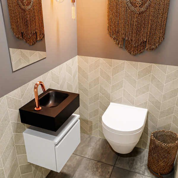 MONDIAZ ANDOR 40cm toiletmeubel talc. LEX 40cm wastafel urban positie rechts. Zonder kraangat