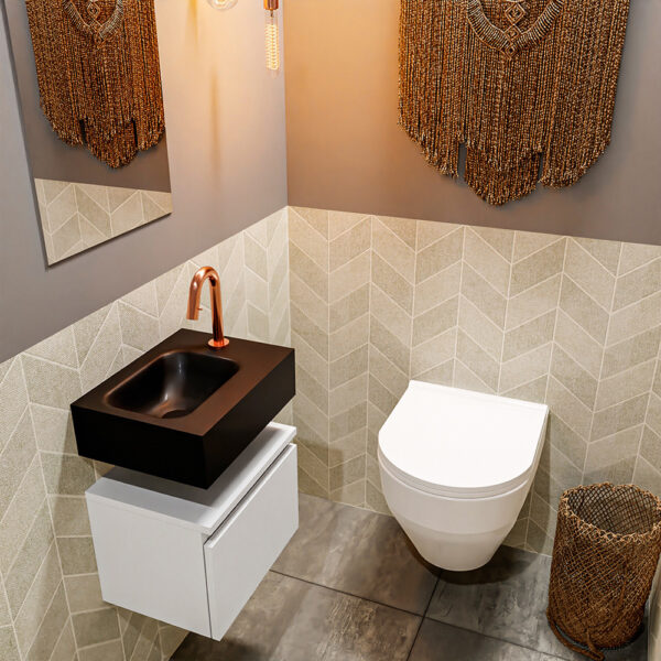 MONDIAZ ANDOR 40cm toiletmeubel talc. LEX 40cm wastafel urban positie links. Zonder kraangat