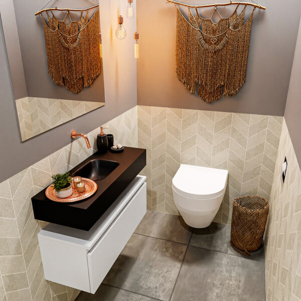 MONDIAZ ANDOR 80cm toiletmeubel talc. LEX 80cm wastafel urban positie midden. Zonder kraangat