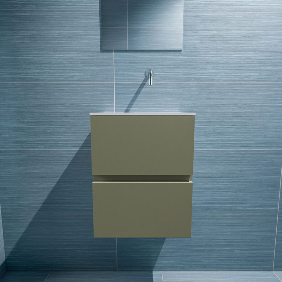 MONDIAZ ADA 40cm toiletmeubel army. LEX wastafel talc positie rechts. Zonder kraangat - Afbeelding 3