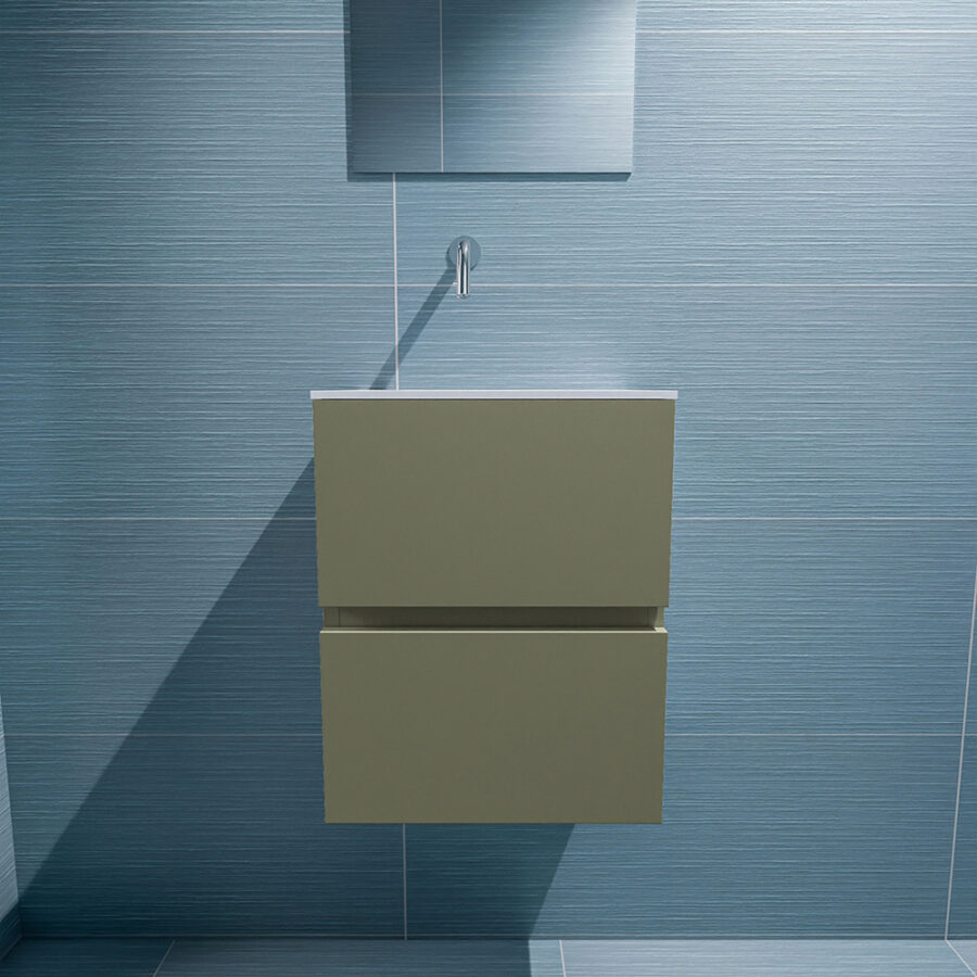 MONDIAZ ADA 40cm toiletmeubel army. LEX wastafel talc positie links. Zonder kraangat - Afbeelding 3