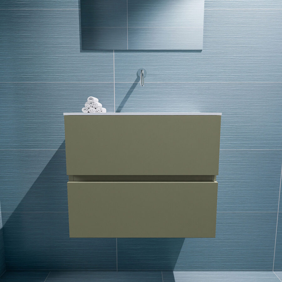 MONDIAZ ADA 60cm toiletmeubel army. LEX wastafel talc positie midden. Zonder kraangat - Afbeelding 3