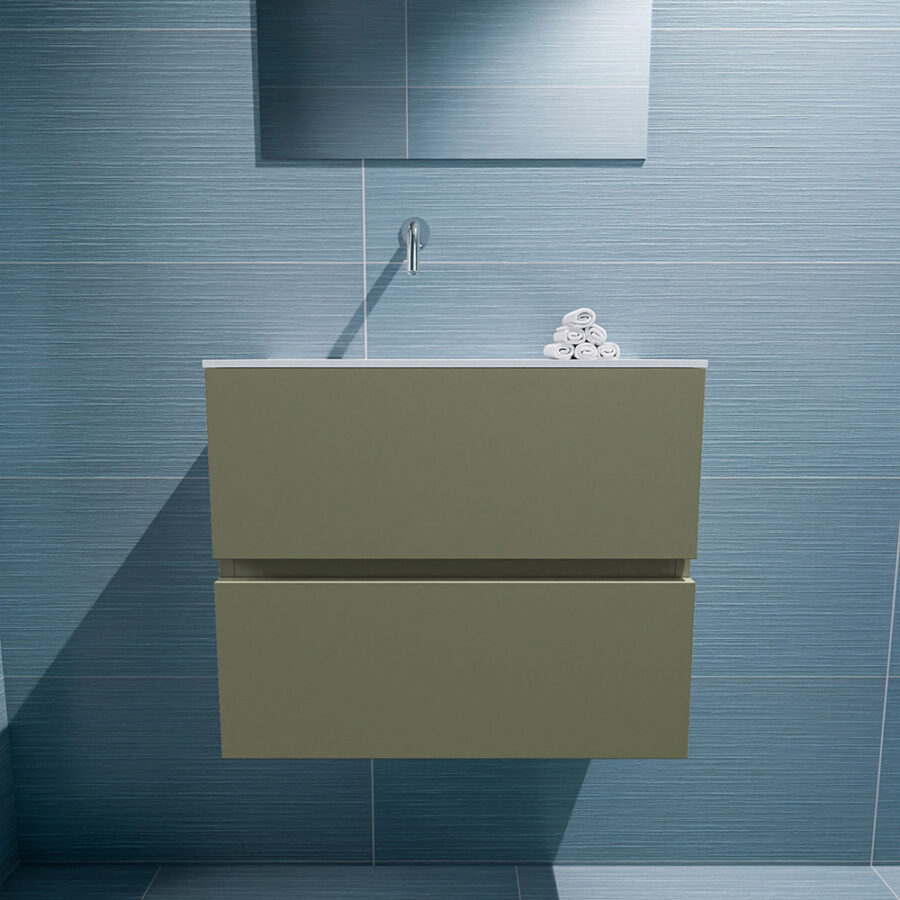 MONDIAZ ADA 60cm toiletmeubel army. LEX wastafel talc positie links. Zonder kraangat - Afbeelding 3