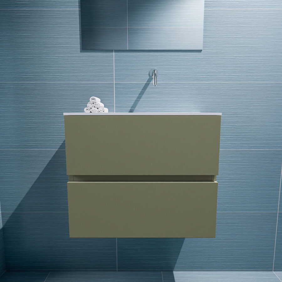 MONDIAZ ADA 60cm toiletmeubel army. LEX wastafel talc positie rechts. Zonder kraangat - Afbeelding 3